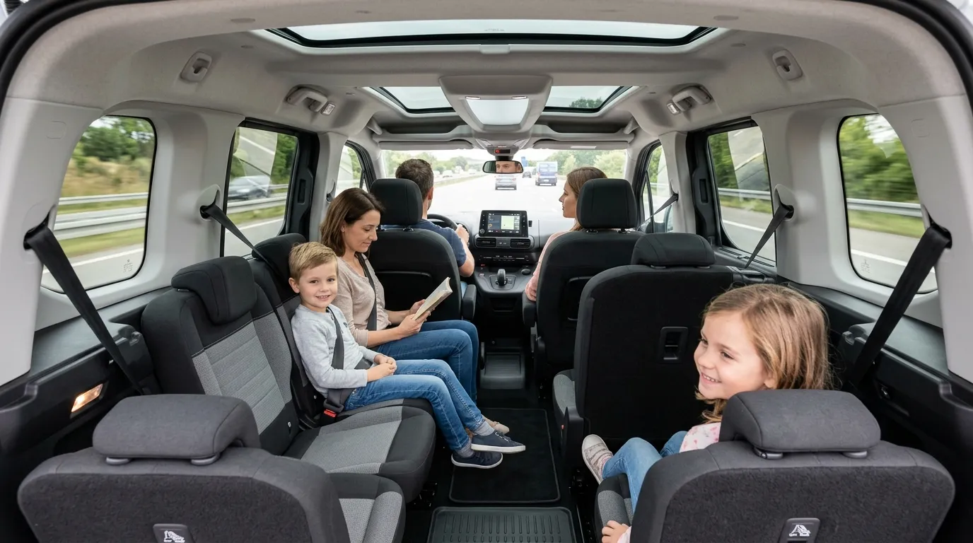 Wnętrze Citroëna Berlingo z trzecim rzędem siedzeń