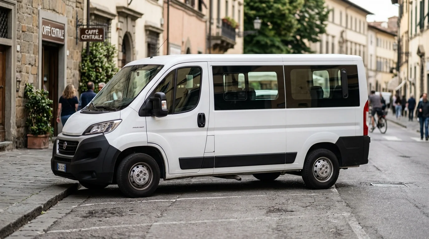 Fiat Ducato 9-osobowy Panorama – widok z boku z otwartymi drzwiami