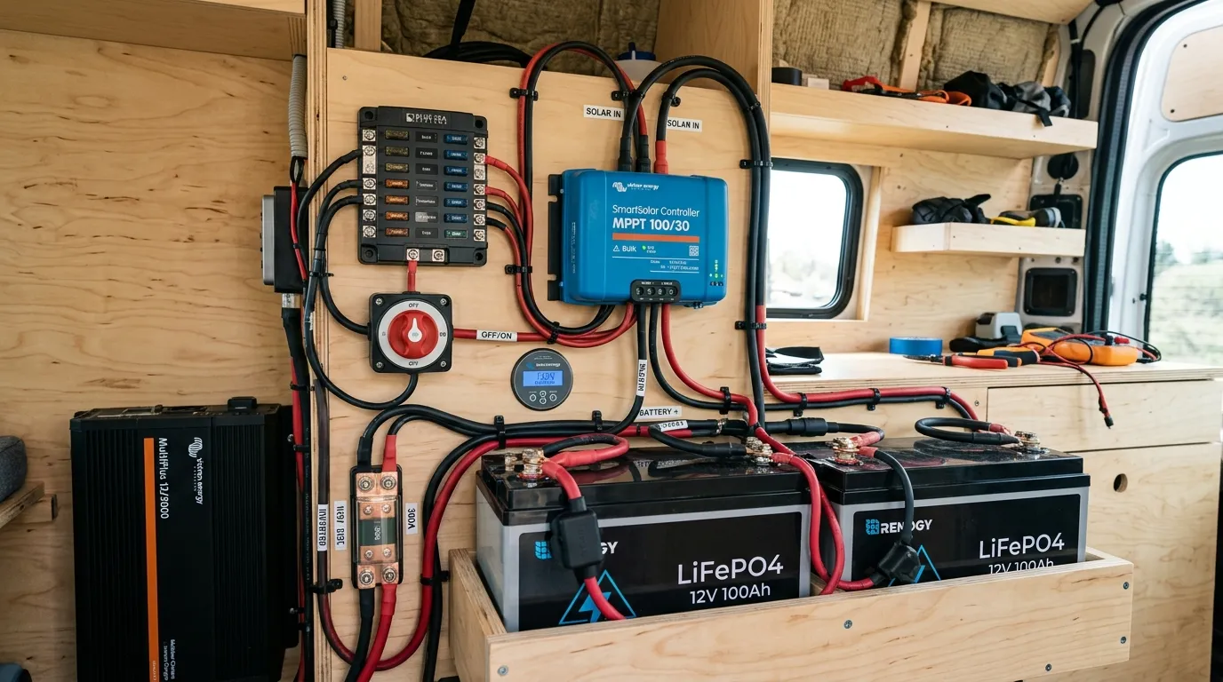 Instalacja elektryczna w kamperze – panel solarny i akumulator