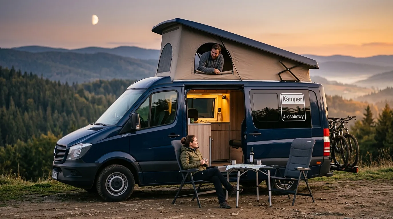 Kamper 4-osobowy typu camper van z podnoszonym dachem
