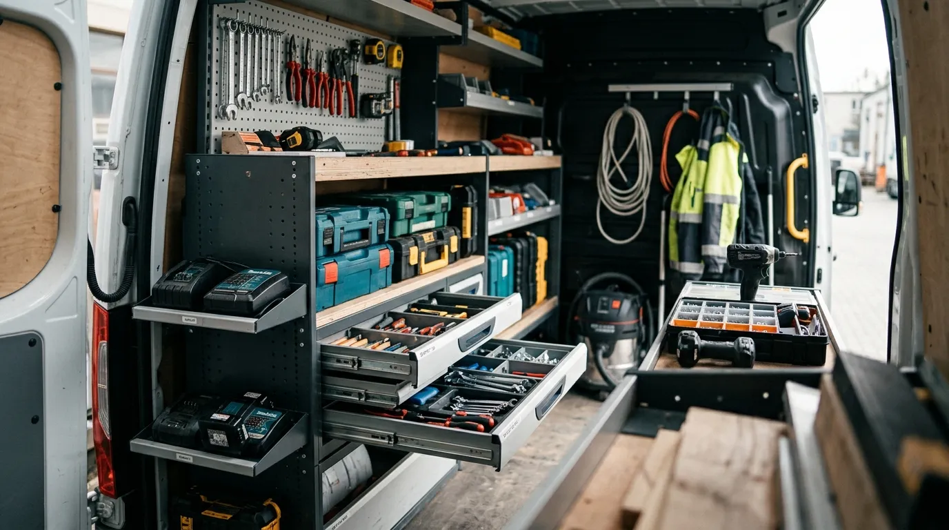 Zabudowa narzędziowa w przestrzeni ładunkowej busa